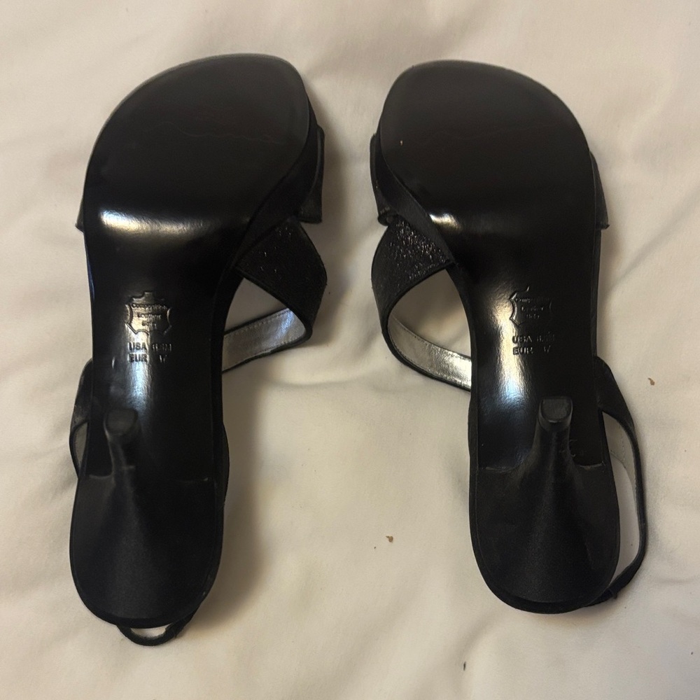 Nina Black Crisscross Slingback Heels - Picture 2 of 4